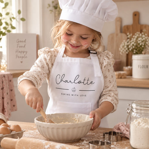 Gepersonaliseerd kindershort met naam en koksmutsje