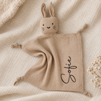 Knuffeldoekje konijntje met naam – gepersonaliseerd babycadeau