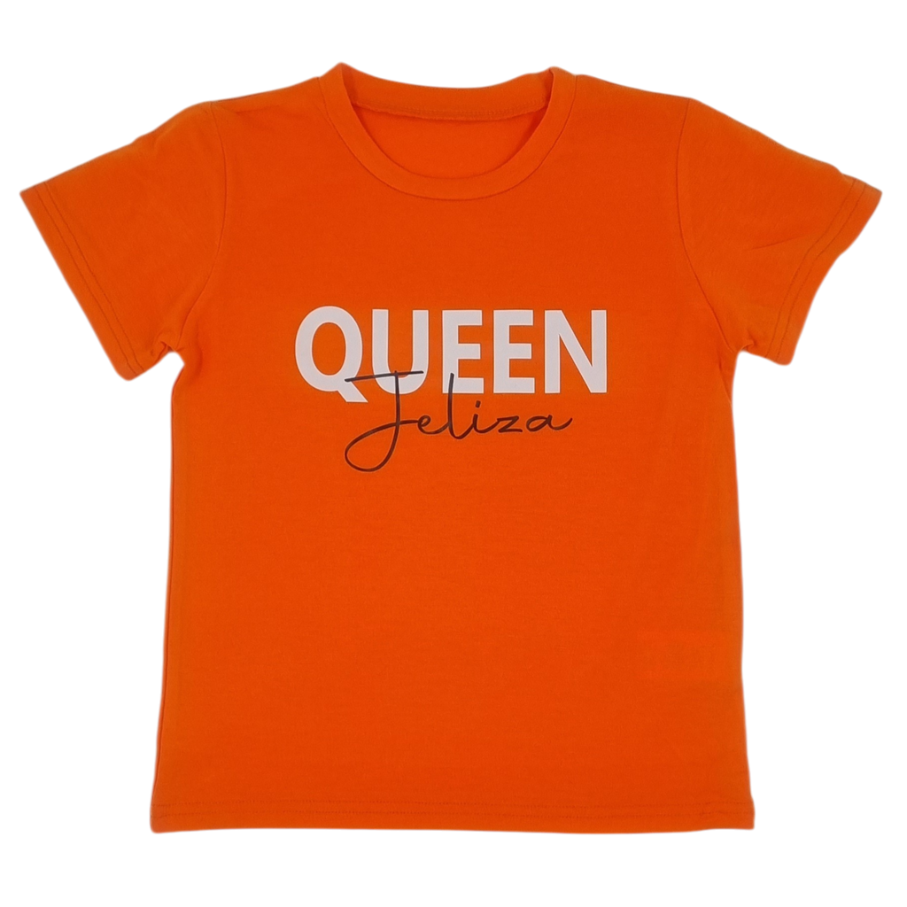 Kinder t-shirt King of Queen met naam – gepersonaliseerd
