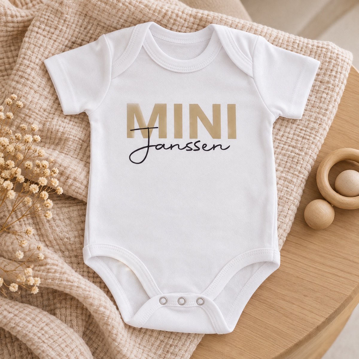Romper met achternaam – gepersonaliseerde babyromper MINI
