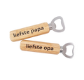 Houten bieropeners met tekst “liefste papa” en “liefste opa”, gepersonaliseerde flesopeners met houten handvat