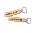 Houten bieropeners met tekst “liefste papa” en “liefste opa”, gepersonaliseerde flesopeners met houten handvat