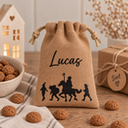 Sinterklaaszakje met naam – Sint & Pieten | Jute of katoen